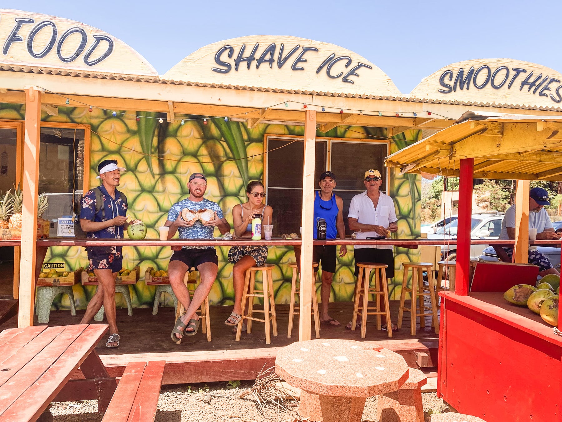 Snacks and Smoothies outside Coconut Corner Cafe in Waimea, Kauai