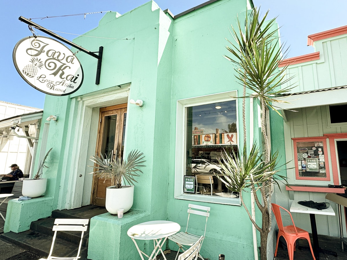 Storefront of Java Kai cafe in Kauai, Hawaii