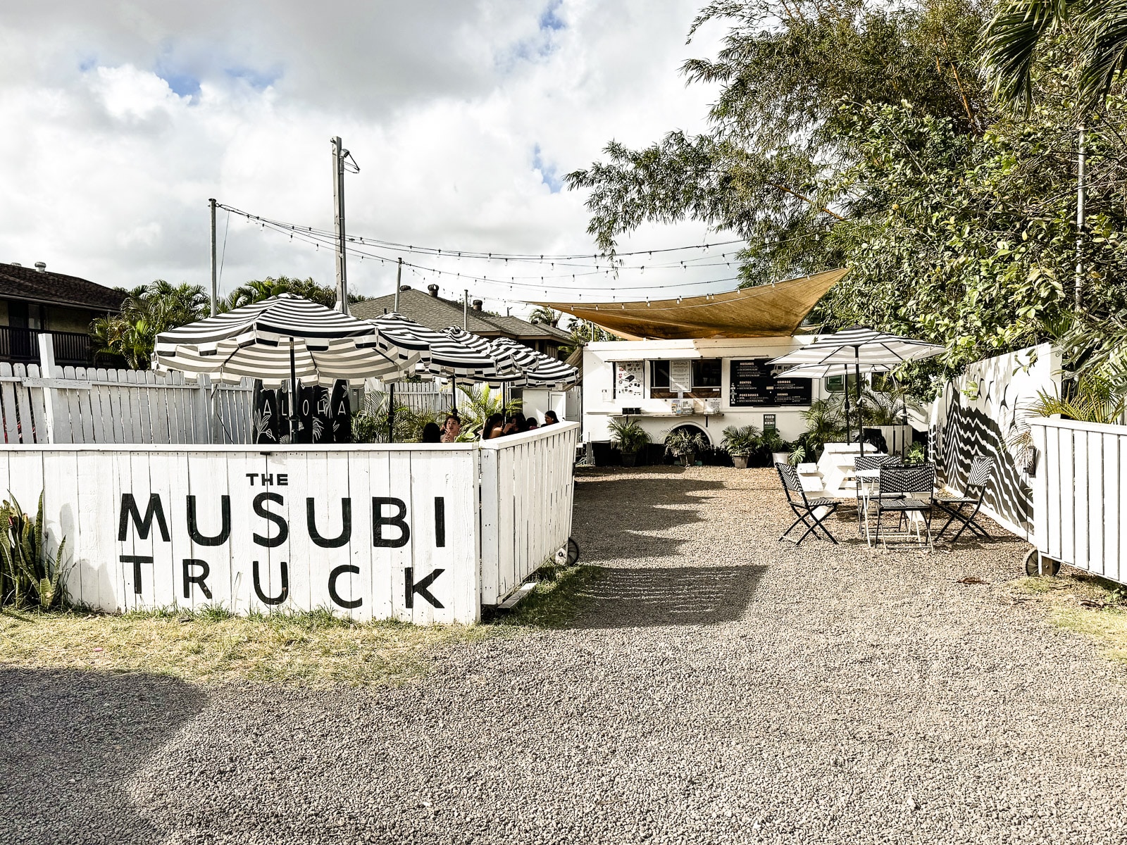 Out front of The Musubi Truck food truck and outdoor restaurant in Kauai, Hawaii